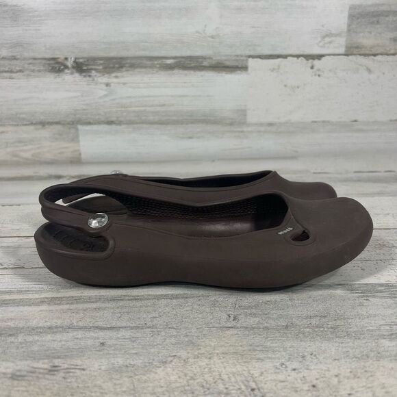 Crocs Womens Olivia Slingback Flats Comfort Ballet‎ Shoes Brown Size 8 - Picture 1 of 7
